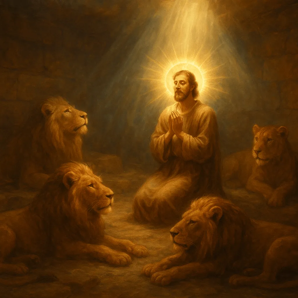 Daniel protected in the lion's den